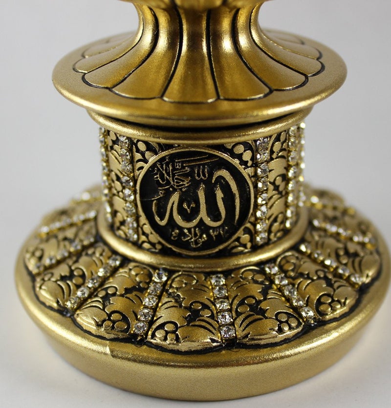 Gunes Table Decor Gold Egg Sculpture Figure Arabic 99 Names of Allah ESMA Asma al Husna (Gold, 7.5in) - Image 2